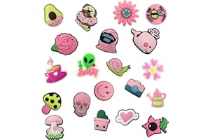 BEIIEB 20 Pièces Ornements Chaussures Roses, Sandales Sabots Mignons, PVC, Accessoire Bricolage, Cadeaux anniversaire Enfants, Garçons, Filles