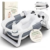 Valbabycare Portable Folding Baby Bath with Newborn Cushion | Non-slip feet, extra padded ergonomic cushion and compact foldi