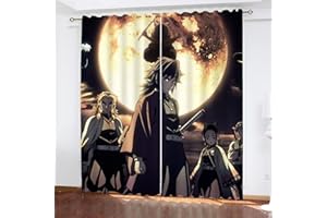 Fgolphd Demon Slayer Anime Muster Verdunkelungsvorhänge Für Jungen Und Mädchen Schlafzimmer Kinderzimmer Perforierte Vorhänge (7,150 × 166CM)