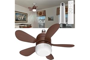 Tebio Ventilatore da Soffitto con Luce e Telecomando, Lampadario con Ventilatore da Soffitto, Ventilatore a lampadina LED E27 Dimmerabile per la Camera dei Bambini, Camera daLetto