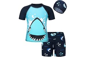 KumSoomliy Boys Swimming Costume UV Protection UPF 50+ Swimwear Kids Boys Dinosaur Shark Swimming Suit Child Rash Guard Bathing Swimsuit Beach Holiday Swim Wear Wetsuit