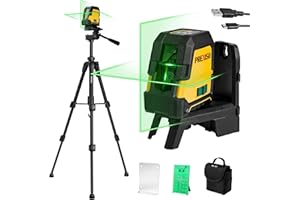 PREXISO Laser a Linee, Livella a Linea Laser, Livella Autolivellante, Laser a Linea Verticale/Orizzontale, Laser Verde con 3 Modalità, Livella Laser Professionale con Supporto Magnetico e Treppiede