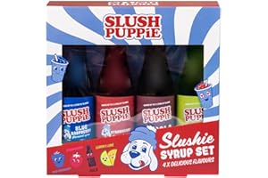Slush Puppie Syrup Gift Set 4 syrups Blue Raspberry, Lemon & Lime, Cola and Strawberry Syrups