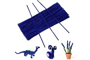 GCQQ 100Pcs Blue Pipe Cleaners, 6mm*30cm Chenilles Stems Pipe, Chenille Crafts Pipecleaners for DIY & Cleaning