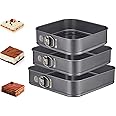 YIN AISIKE Springform Cake Pan Square 9.5inch,10inch,11inch, Set of 3 non stick leakproof cake baking pans with removable bottom, Non Stick Carbon Steel