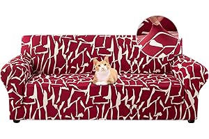 Jaotto Housse de Canapé Extensible 4 Place Couverture Canapé avec Accoudoirs Moderne Couvre Canapé Elastique Universelle Revêtement de Canapé Housse de Protection,Résumé Bordelais