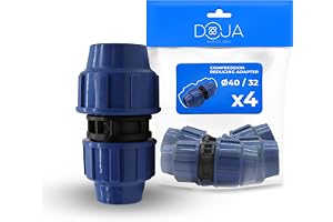 DOJA Barcelona Vattning tryckreducerare - 40 mm x 32 mm - Pack 4 - MDPE kompressionskoppling - Vattenslangreducerare snabb in