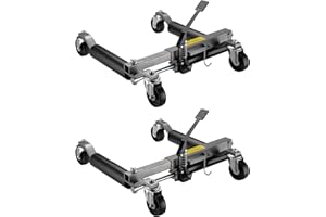 Wiltec Juego de 2 gatos para coche, elevadores con capacidad máx. de 680 kg, plataforma con ruedas de PVC, posicionador de coches ideal para concesionarios, talleres y garajes