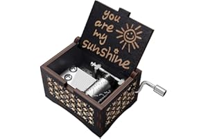 Jieddey Carillon in Legno,Carillon tu Sei Il Mio Sole Carillon Vintage Carillon Classico Regalo Carillon a Manovella di papà Bambino Bambina per Compleanno Natale Decorazione Domestica Noir