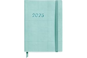 Miquelrius - Agenda 2025, Tamaño 122 x 168 mm, Agenda semana vista, Cubierta flexible símil piel cosida, Papel 80 g/m², Español, Inglés y Portugués, Color aguamarina