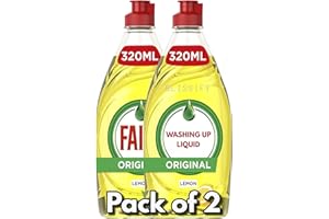 BLISSIFY Faairrry Original LEMON Washing Up Liquid - 320ml Bottles - Pack of 2 - Concentrated Dishwashing Detergent with 2X Longer Lasting Formula - Fresh Lemon Scent