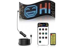 ZIMAOER Letrero LED Pantalla LED Programable Flexible para el Coche, Aplicación Bluetooth y Mando a Distancia, Diseño de Animación, Texto Adecuado para Coches, Letreros de Tienda, 7 x 17 cm