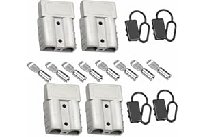 Bohaner Anderson Connector 50A 600V Battery Quick Disconnect Connector with Hard Rubber Boot Caps Modular Power Connectors Anderson Plug Quick Plug Kit (Grey 50A + Rubber Caps)