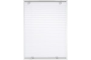 GARDINIA Solo Plissee ohne Bohren, Mit Saugnäpfen, Blickdichtes Falt-Rollo, Inkl. Aller Montage-Teile, 2 Bedienschienen aus Aluminium, Weiß, 90 x 130 cm
