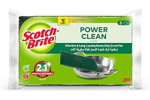 Scotch-Brite Heavy Duty Classic Scouring pad, 3 units/pack | Kitchen sponge | Dish sponge | Scrub | General Purpose Cleaning | Food Safe | Non-Rusting | Kitchen, Garage, Outdoor