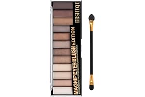 BUTBU T Paleta cieni do powiek, zestaw cieni do powiek, 12 odcieni, zestaw do makijażu oczu dla naturalnego wyglądu i długotrwałych odcieni, matowe i błyszczące wykończenie, przenośne palety cieni do