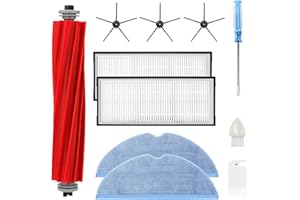 CFGROW Ersatz Zubehörset für Roborock S7 S7 Plus S7 MaxV S7 MaxV Ultra Staubsauger Ersatzteile Enthält 1 Hauptbürste, 2 Wischtücher, 2 HEPA-Filter, 3 Seitenbürsten (Schwarz), 2 Bürstenreinigungswerkzeug