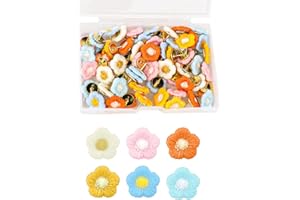 Jeffdad Confezione da 60 puntine decorative a forma di fiore, puntine decorative per bacheca in sughero, per pareti fotografiche, lavagne in sughero, ufficio o casa (colore 2)