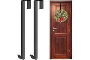 CHUANGDI 2 Colgadores de Corona de Metal para Navidad Hogar Oficina Gancho de Adorno de Puerta de Navidad 15 Pulgadas Colgador de Guirnalda de Flor para Exhibición Interior Exterior (Negro)