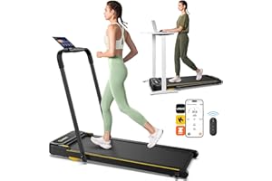 UREVO Tapis Roulant per Casa con APP, 3 in 1 Walking Pad Pieghevole con Doppio Assorbimento Degli Urti, ‎1-10 km/h, Tapis Roulant Pieghevole Elettrico con Telecomando e LED per Casa/Ufficio