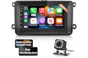 NHOPEEW Android 11 EQ RDS Double Din Autoradio mit Bluetooth Mikrofon, 7" HD Touch Display VW Auto Radio mit Subwoofer, USB, A/V Eingang, AM FM Receiver + Rückfahrkamera, 1+16