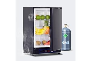SMETA Gas Camping Kühlschrank 12V 230V, Gas Kühlschrank Camping Kühlschrank,Wohnwagen Kühlschrank 12v Kühlschrank Gas 61L Umkehrbare Tür für Wohnmobil Camping