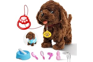 Holilo Hund Spielzeug Kinder Interaktives Plüsch Hund mit Leine der Läuft und Bellt Spielzeug, Dog Spiel Interaktiver Laufender Hund für Kinder Junge Mädchen 2 3 4 Jahre Geschenkideen