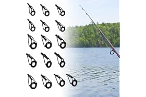 RTRTGS 16 Pezzi Anelli Canna da Pesca Kit Riparazione, Riparazione Anelli Canna da Pesca,Riparazione Canne da Pesca Fishing per Acqua Salata d'Acqua Dolce (Nero,Otto diverse dimensioni)