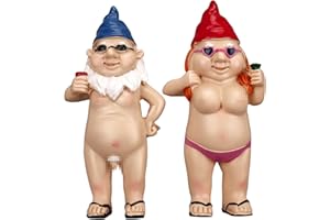 ‎PRIKSIA Priksia Lustig Gartenzwerg Gartendeko für Draußen 2er Pack, Gartenzwerge für Außen, Gartenstatuen Gartenfiguren Deko für Draußen,Geschenk für Wohnzimmer Rasen Office Dekoration Gartengeschenk