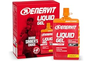 Enervit, Gel Sabor Naranja, Ideal para Deportes de Resistencia, Proporciona 30 Gramos de Carbohidratos, con Maltodextrina, Fructosa y Vitamina B1, 4 Unidades de 60 ml