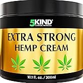5kind Extra Strong Hemp Cream 300ml - High Strength Hemp Oil and Arnica Cream - for Massaging Joints & Muscles, Lower Back, F