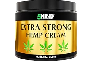 5KIND CLINICAL SKINCARE 5kind Crème au chanvre ultra puissante 300ml - Huile de chanvre et arnica ultra puissantes - Pour les muscles, pieds, genoux, cou, épaules - Gel de massage riche en extraits naturels