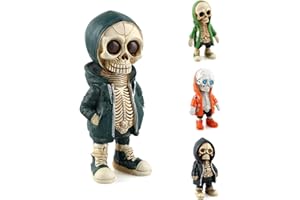 Binggunyo Skelett Figuren Klein, Statue Skelett Denkmal, Sammelbare Skelett Figuren Gothic Deko, Harz Skelettfiguren Gothic Heimdekoration, Totenkopf Statue Halloween Dekoration Geschenke (A)