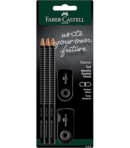 Set Matite Faber-Castell Grip 2001 - 5 Pezzi Con Matite, Gomma E Temperino, Design Ergonomico - Foto 3