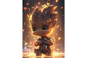 QINRUBB DIY Lumineux Groot Peinture Diamant Painting Kit, 5D Dessin Animé Art du Diamant Complet Kits, Diamond Art Kits Strass Point de Croix Painting pour Adultes Débutants Maison Décor 30X40cm