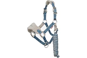 LeMieux Mini Vogue Headcollar & Leadrope - Perfect for Ponies - Adjustable at Curb and Poll - Ice Blue - Super Mini