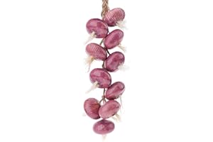 Gresorth 1 Pcs Artificial Purple Garlic String Fake Vegetable Hanging Decoration Realistic Onion Display Ceramics Pendant Model for Dining Room Home