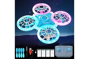 HERMORRYSS Mini Dron Para Niños, Avión Teledirigido De Juguete Para Niños y Principiantes Con Luces Led, RC Quadcopter, Giro 3D, Modo sin cabeza, Regalo para Interiores y Exteriores para Niño (Azul)