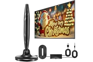 BIHPJD Antenne DVB-T/DVBT2 - Antenne TV HDTV avec amplificateur - Antenne d'intérieur pour téléviseur avec base magnétique puissante - 420 km - Grande portée et réception à 360° - Convient pour 4K 1080p et