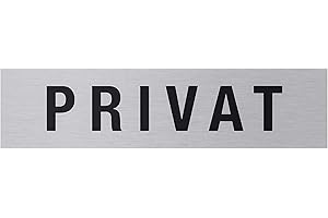 Metafranc Cartel adhesivo "Privat" – 160 x 40 mm – de aluminio – en moderno aspecto de acero inoxidable – Parte trasera autoadhesiva/señalización/cartel informativo/cartel de prohibición de