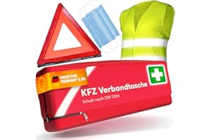 ‎PURAHELP PURAHELP® KFZ Erste Hilfe Set Kombitasche inkl. Warndreieck & Warnweste [DIN 13164] - Auto Erste Hilfe Kit mit Verbandstasche - StVO Konform für 2025 - PKW Verbandskasten - First Aid Emergency Kit Car