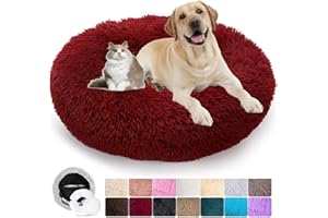 MCPTSN Puppy Love Panier Chien Chat, Panier pour Chien Dehoussable, Coussin Chien Apaisant Lavable, lit Comfy pour Petit Moyen Grands Chiens, Doux et Moelleux (3XL：100cm, Rouge)