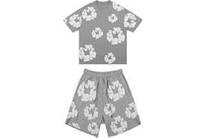 GENERIC Denims-Tears Kids Tracksuit Set Foam Printed T-Shirt and Shorts 2 Piece Outfit for Boys Girls Summer Fashion Activewear Short Sleeve Tee Tops with Loose Jogger Shorts