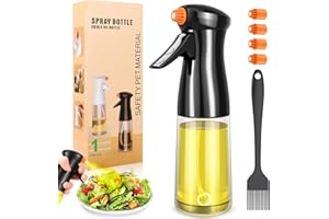 EnjoyNest Pulverizador de Aceite con Cepillo de Silicona, Pulverizador de Aceite de Cocina 230ml para Air Fryer, Cocina, Cocina, Grill Pulverizador de Aceite - Negro