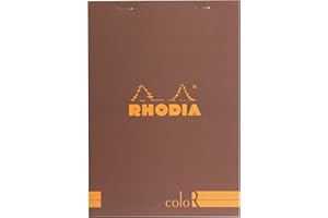 Rhodia 16963C Notatnik (w linie, 90 g, A5 148 x 210 mm, papier w kolorze kości słoniowej, 70 kartek, mikroperforowany) 1 sztuka czekoladowy brąz