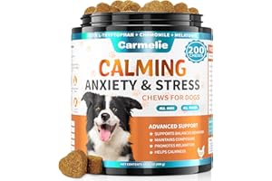Carmelie Calming Treats for Dogs - 200 Count Calming Dog Treats -Alternative Calming Chews for Dog Reduce Stress, Fear, Separation Anxiety - Natural Valerian Root, L-Tryptophan - Chicken Flavor