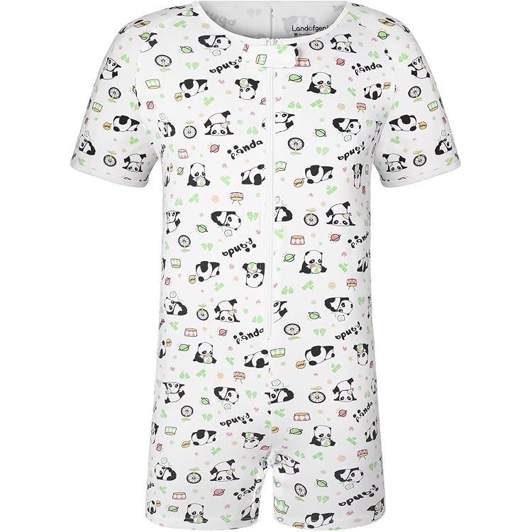 Combinaison Pyjama Homme Landofgenie - Manches Courtes - Capuche - 95% Coton - Bouton Entrejambe - Une Pièce