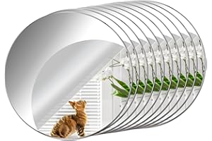 ZOOQUE 10 Piezas de Adhesivos de Pared de Espejo Redondos,20x20cm Espejos Autoadhesivos Pared Espejos Autoadhesivos Acrílico para Armarios Sala de Estar, Baño, Dormitorio Decoración de Bricolaje