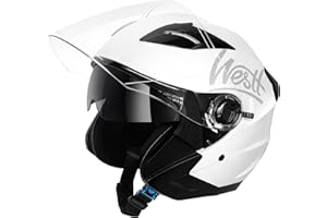 Westt casco moto casco jet doppia visiera omologato ECE 22.06 casco scooter caschi scooter per donna e uomo nero grigio bianco