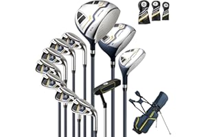 COSTWAY 12 Pieces Complete Golf Clubs Set for Men Women, Golf Club Package Set with 460CC #1 Driver, #3 Fairway and #5 Hybrid, #5#6#7#8#9#P #S Irons & Putter, Rain Hood, Right Hand